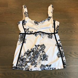 Lululemon black and white floral workout top - 10